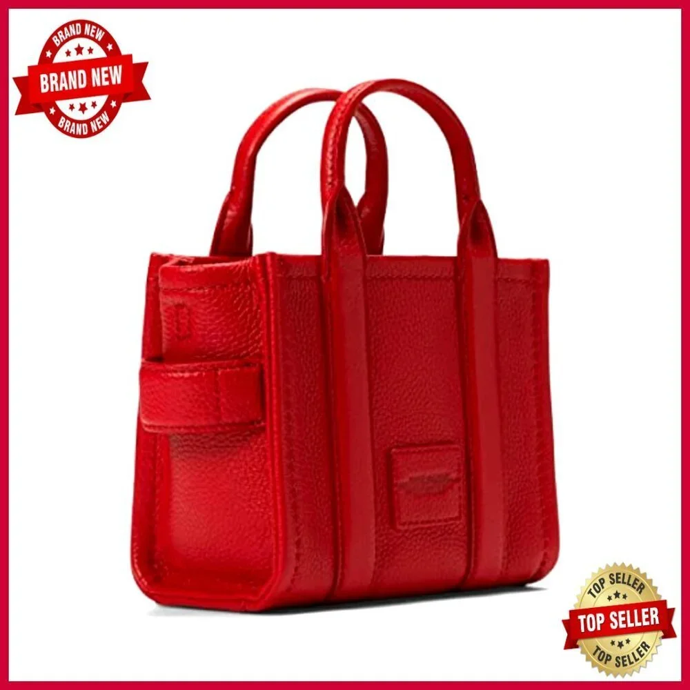 Leather Crossbody Tote Bag with Zipper Closure and Shoulder Strap